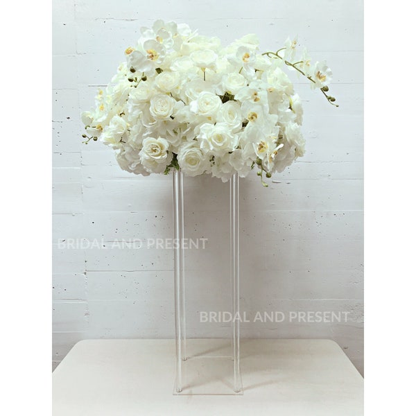 Acrylic 10" Base Rectangular Tall Centerpiece/Geometric Flower Stand Column/Vase