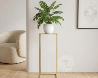Matte Gold Harlow Stand Metal Rectangular Tall Centerpiece/Geometric Stand Column/Vase
