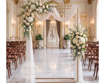 7ft Gold Metal Wedding Arch, Rectangular Backdrop Stand, Tall Geometric Ceremony Altar, Flower Stand, Balloon Frame, Photo Booth Prop, Decor