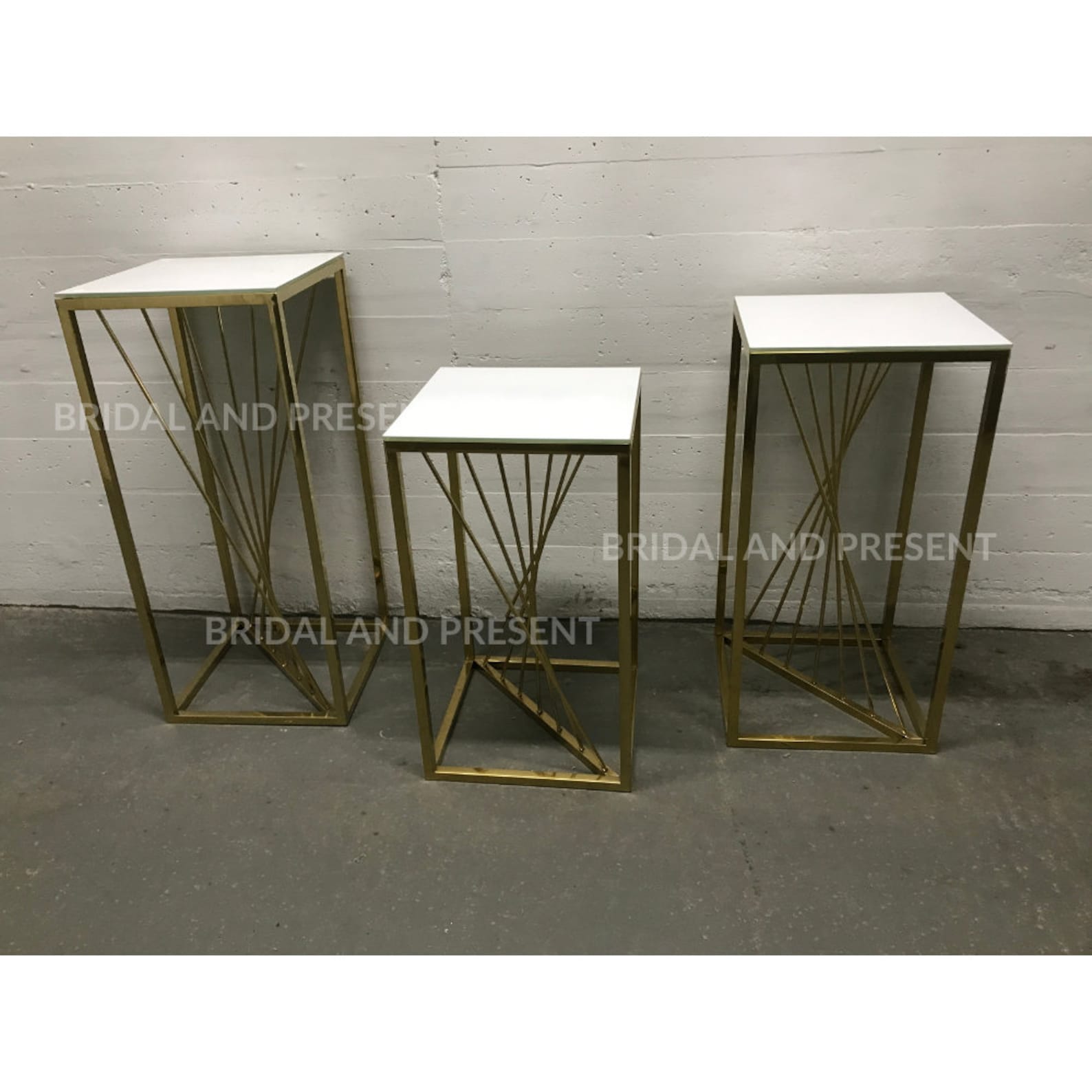 New Set of 3 Pcs Gold Pedestalsstainless Steel Round Wedding Etsy