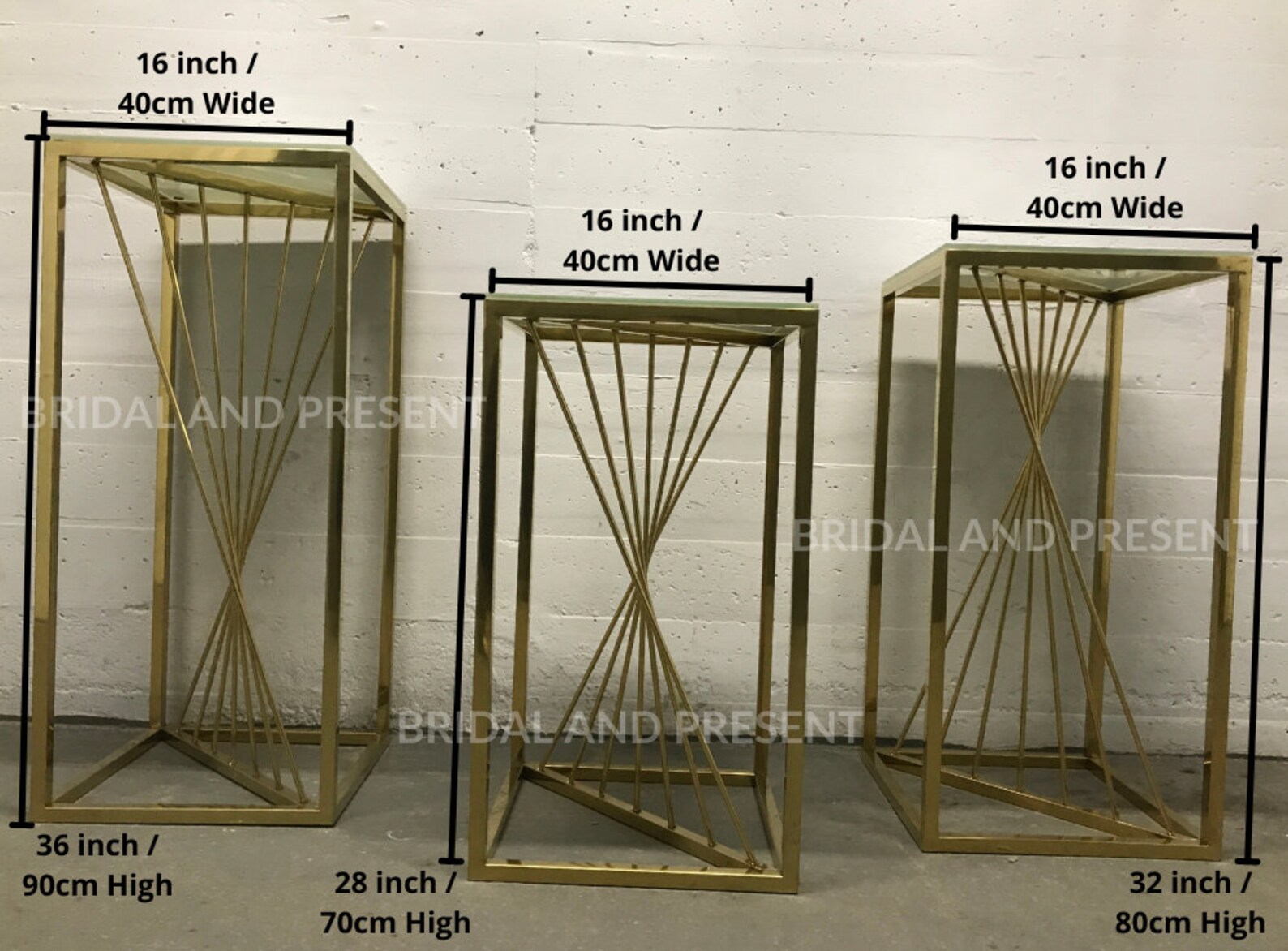 New Set of 3 Pcs Gold Pedestalsstainless Steel Round Wedding Etsy