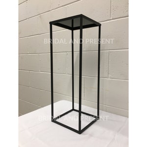 CLEARANCE! Black Harlow Stand Metal Rectangular Tall Centerpiece Geometric Stand Column Vase