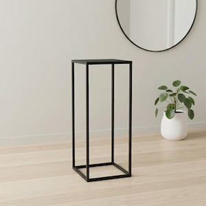 24" Harlow Black Metal Geometric Flower Plant Stand – Modern Wedding Centerpiece Pedestal & Floral Riser for Events, Parties, and Home Decor