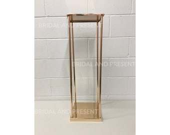 Harlow Stand French Gold Heavy Duty Metal Rectangular Tall Centerpiece/Geometric Stand Column/Vase