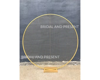 6.5ft Metal Mesh Circle Round Backdrop Stand for Wedding Arch Flower Arrangement Balloon Decorations