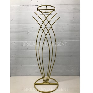 Gold-Trumpet Metal Tall Centerpiece/Geometric Mermaid Tail Stand Vase Centerpiece for coffee dinning table