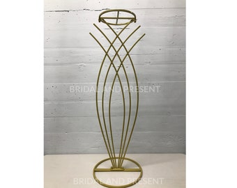 Gold-Trumpet Metal Tall Centerpiece/Geometric Mermaid Tail Stand Vase Centerpiece for coffee dinning table