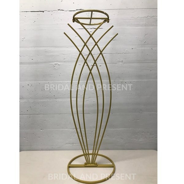 Gold-Trumpet Metal Tall Centerpiece/Geometric Mermaid Tail Stand Vase Centerpiece for coffee dinning table