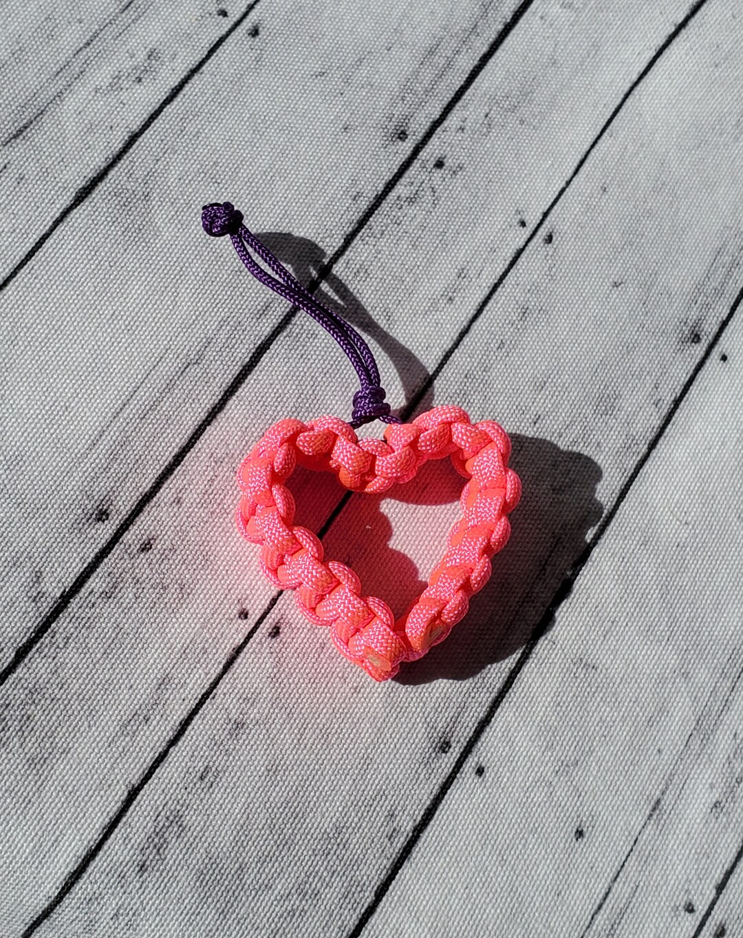 Hot Pink Heart Paracord Heart Heart Ornament Pink Heart Etsy