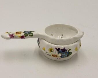Antique Fine Bone China Tea Strainer-2 Piece Set