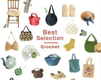 Cro406 - Japanese crochet ebook, crochet popular bags, scarfs, hats, coasters mats, instant download or receive via email