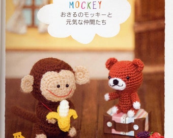 japanese crochet ebook, cro566 crochet cute animals, amigurumi, monkeys and friends, instant download