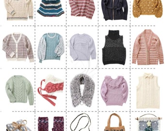 kni191 - japanese knit ebook, knit autumn and winter sweaters, clothes, bags, jackets, scarfs, receive via email