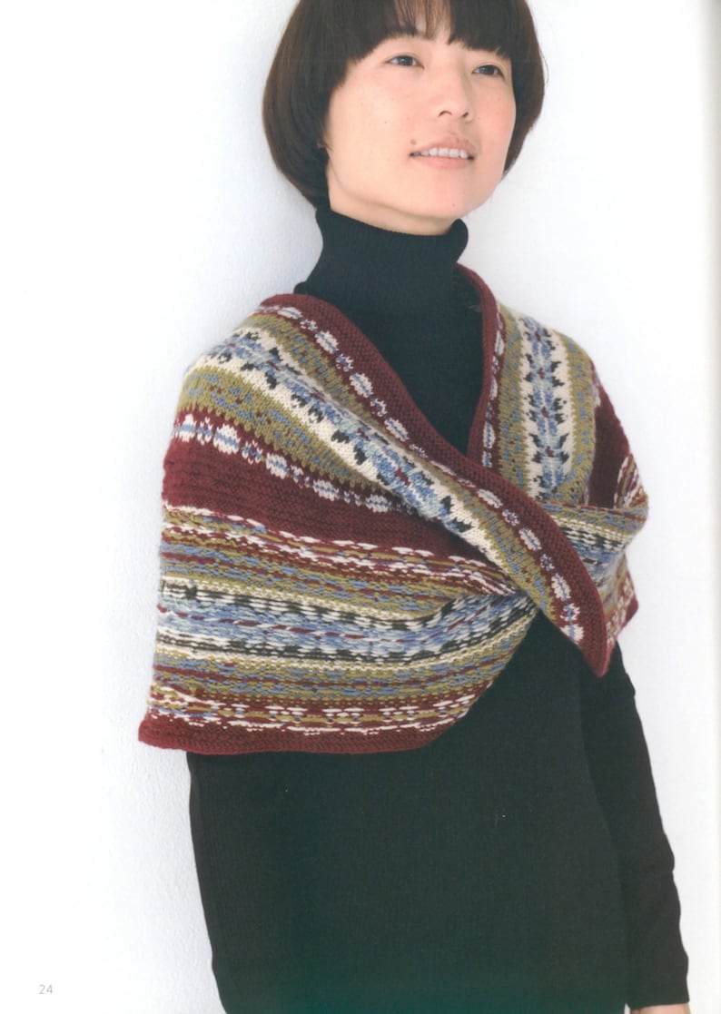 kni12 japanese knitting ebook, knit neck warmer, collar, round knitting technique, instant download or receive via email image 6