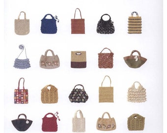 cro344 - japanese crochet eook, crochet Petanko Bags with natural yarn, instant download or receive via email