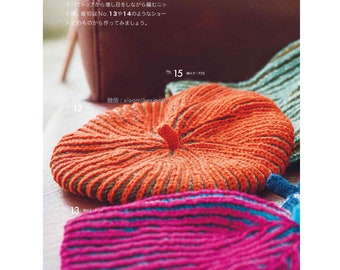 japanese knit ebook, kni205 basic knit patterns, diagrams, brioche knit patters for hats, scarfs, snoods, receive via email
