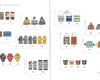 kni83 - japanese  knitting ebook, knit and crochet jacquard patterns for scarfs, hats, bags, mittens, instant download or receive via email