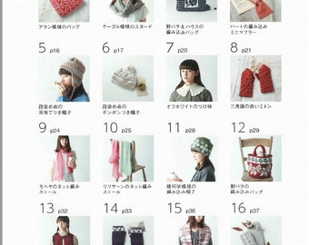 kni36 - japanese knit and crochet ebook,Scandinavian European Winter Knit Items, caps, bags and snoop, instant download or receive via email