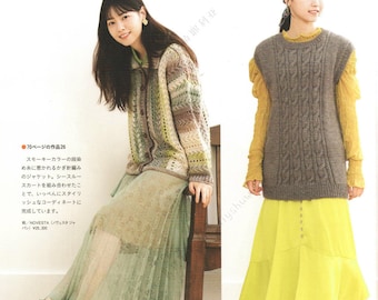 japanese knit ebook, kni282 knit and crochet patterns for daily wear in autumn, knit sweaters, jackets, hats, bags receive via email