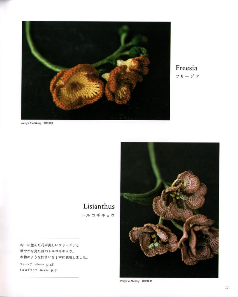 japanese crochet ebook, cro602 crochet patterns for flowers, crochet motif flowers, decorations, receive via email image 8