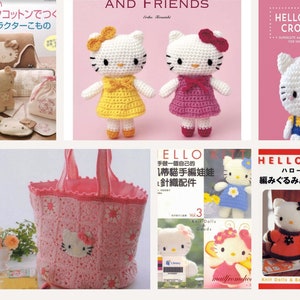 set of 6 amigurumi kitty crochet and accessories crochet ebooks, instant download, pdf