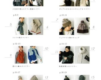japanese crochet ebook, cro577 crochet patterns for scarfs, hats, caps, neck warmers,  receive via email