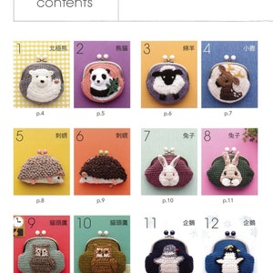 cro362 - traditional chinese crochet ebook, crochet animal pouches, coin purses, instant download or receive via email