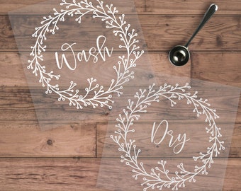 Farmhouse Wreath Wash Dry Decals Laundry Room