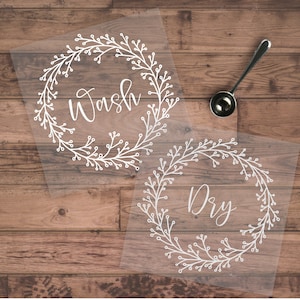 Farmhouse Wreath Wash Dry Decals Laundry Room