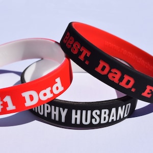 Personalized Silicone Bracelet for Dad - Silicone Wristbands for Fathers - Meaningful Father's Day Gifts - Custom Jewelry for Dad & Grandpa