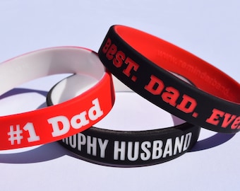Personalized Silicone Bracelet for Dad - Silicone Wristbands for Fathers - Meaningful Father&#39;s Day Gifts - Custom Jewelry for Dad & Grandpa