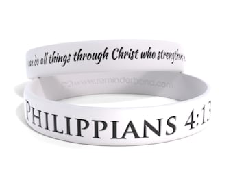 Philippians 4:13 Silicone Wristband - Bible Verse Bracelet - Christian Religious Events, Gifts, Motivation, Support, Causes, Faith, Hope