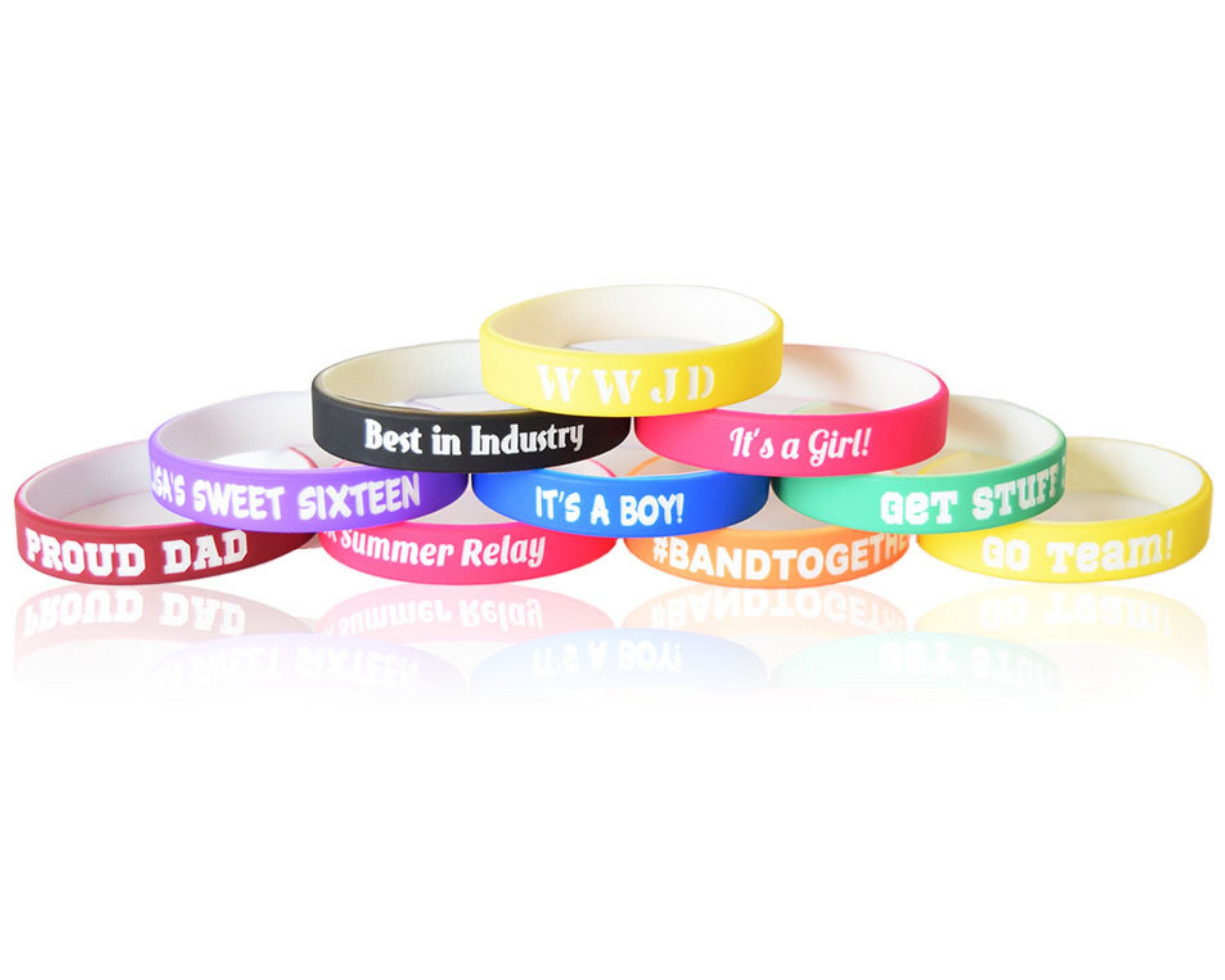 Silicone Bracelet - 48-Pack Blank Rubber Wristbands for Sports Teams, Games, Kid