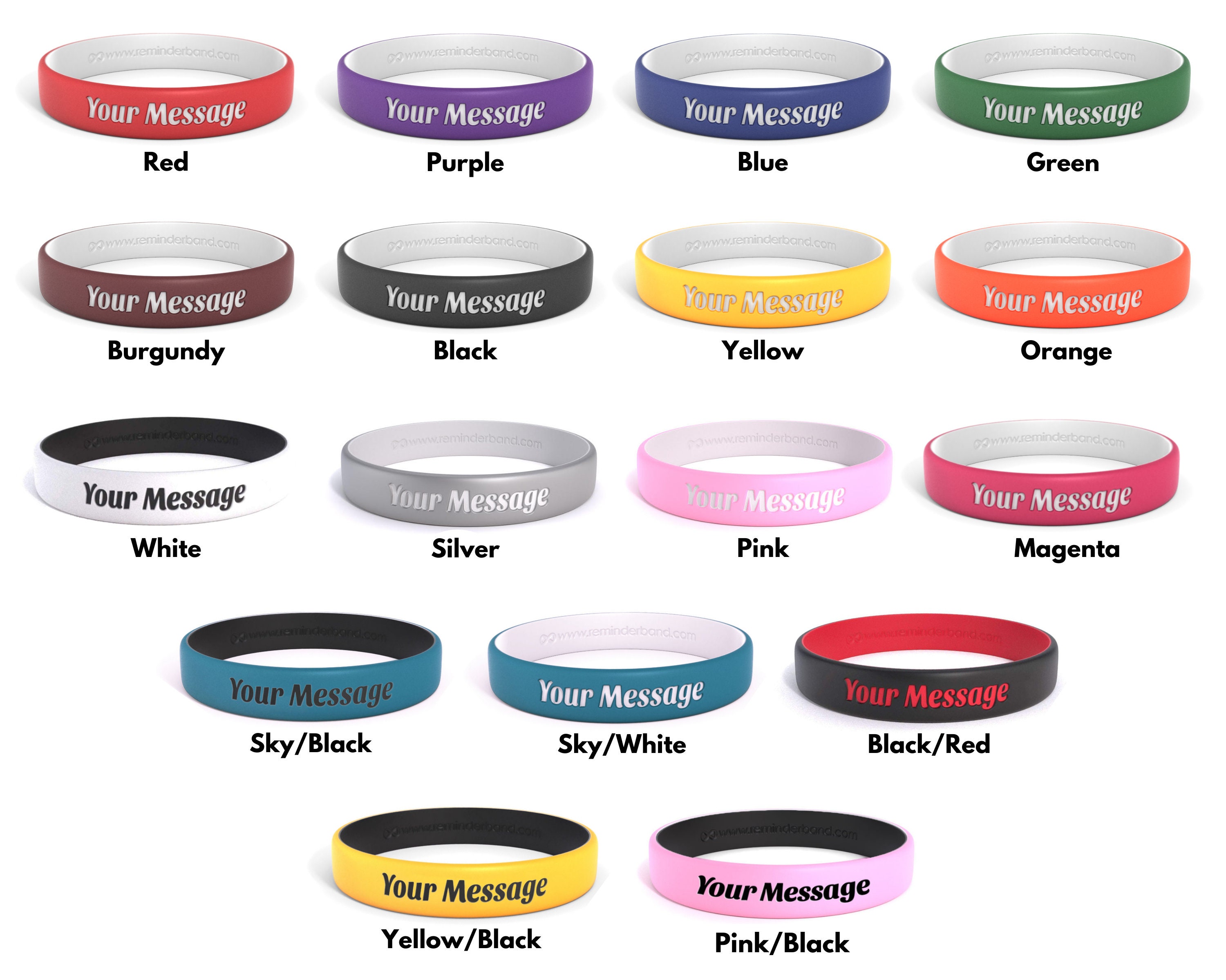 Wanstay Custom Rubber Bracelets, Silicone Wrist Bands, Embossed Printing,  Solid Color Bulk Bracelets, Various Sizes, Rubber Wristbands for Events