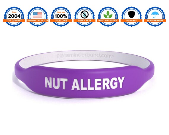 1x Medical Nut Allergy Awarenes Alert Silicone Bracelet Wristband (Black) :  Amazon.in: Health & Personal Care