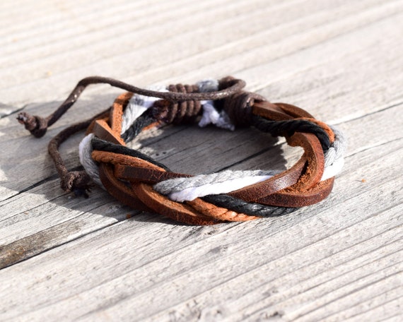 Unisex leather bracelets deals
