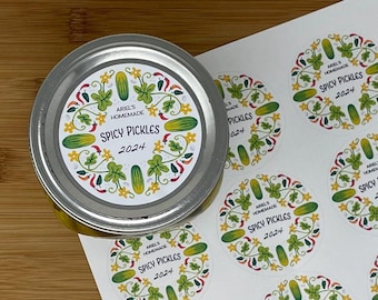 Custom Pickle Canning Labels - Sheet of 12 Stickers