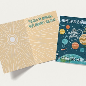 Cartão de aniversário do planeta para um aniversário de outro mundo!
