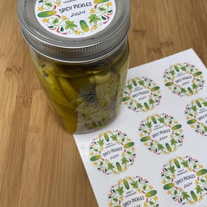 Custom Pickle Labels Custom Pickle Canning Labels - Sheet of 12 Stickers - Etsy