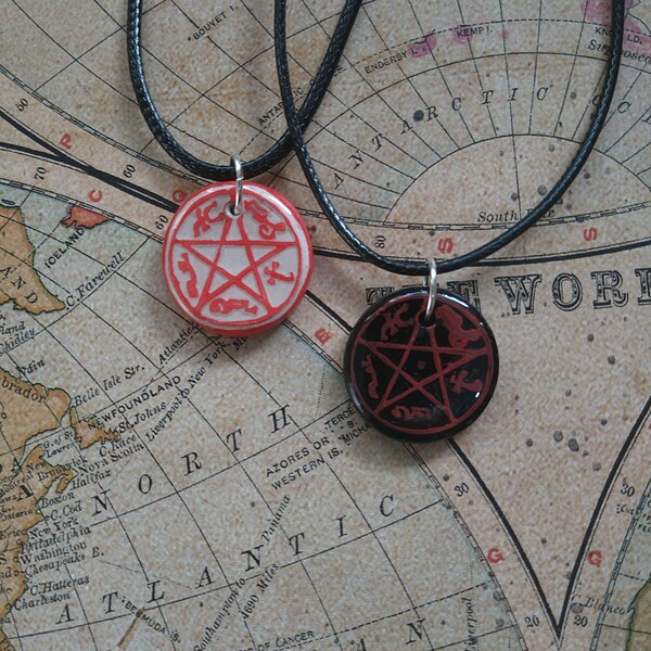 Supernatural Demon Trap || Handmade Clay Pendant Necklace