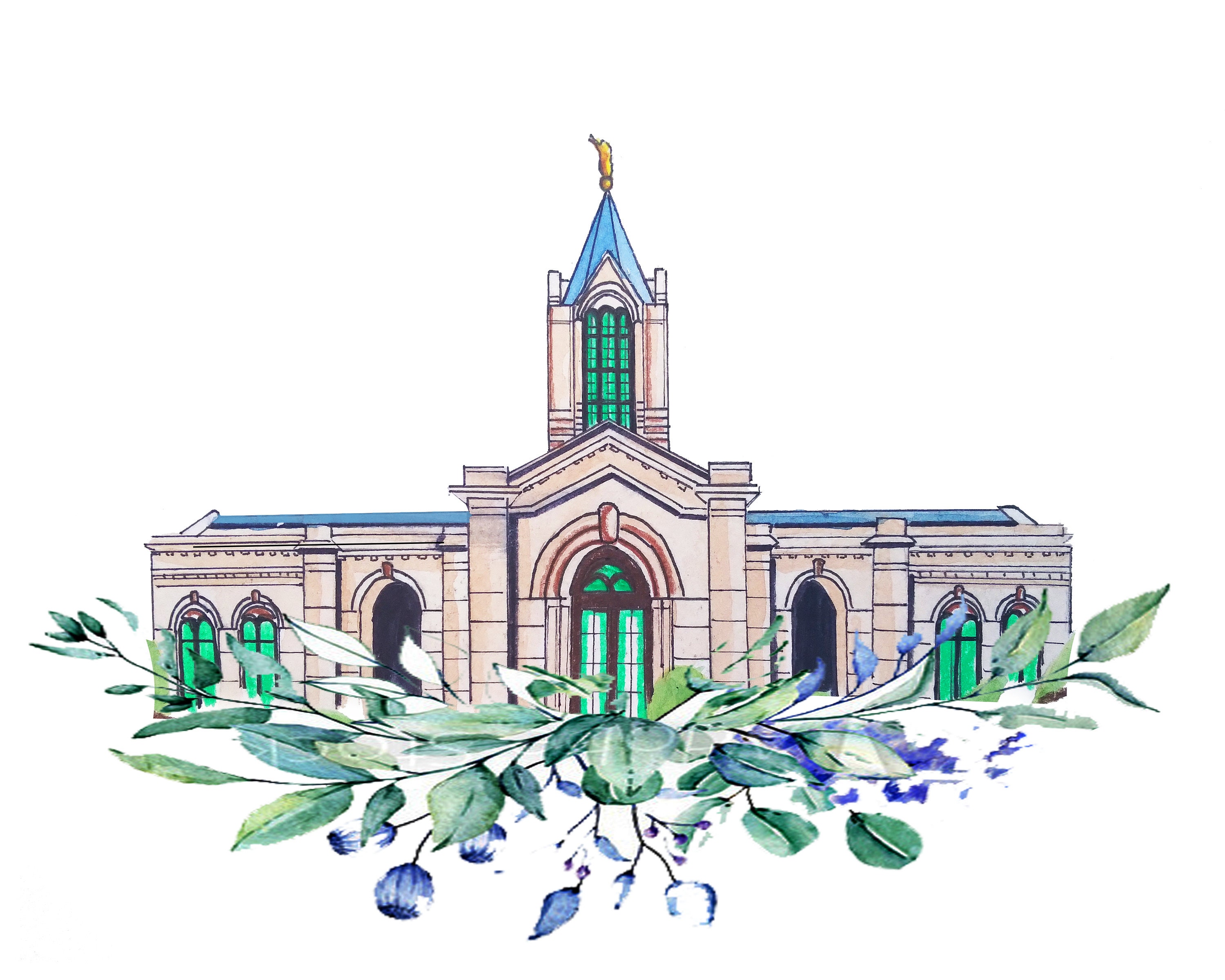 Fort Collins Colorado LDS Temple Watercolor Print Etsy