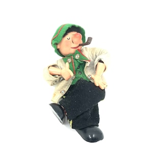 Vintage 1950&#39;s Edi Puppen (Edi Puppet) Trolly Doll Made in Western Germany, Germany, Red Nose, Pipe Legs Crossed, Puppet, Doll