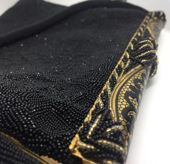 Vintage Morabito Paris Black Beaded Evening Purse… - image 4