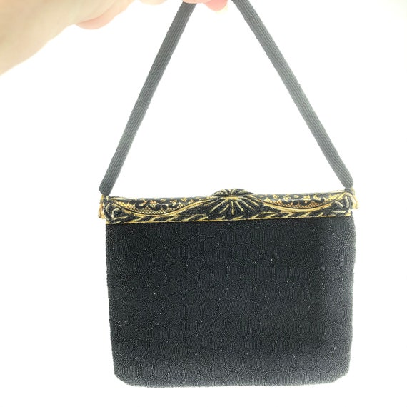 Vintage Morabito Paris Black Beaded Evening Purse… - image 1