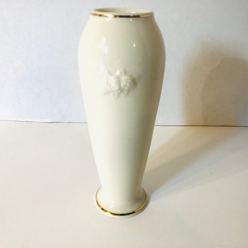 Vintage 80s Lenox Rose Bud Vase Lenox 24K Gold Trim Ivory Etsy