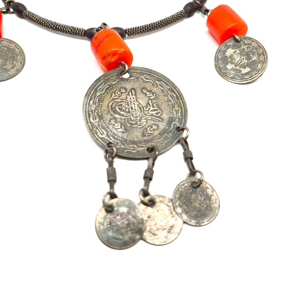 Vintage Ottoman Turkish Brass / Silver Coin Neckl… - image 7