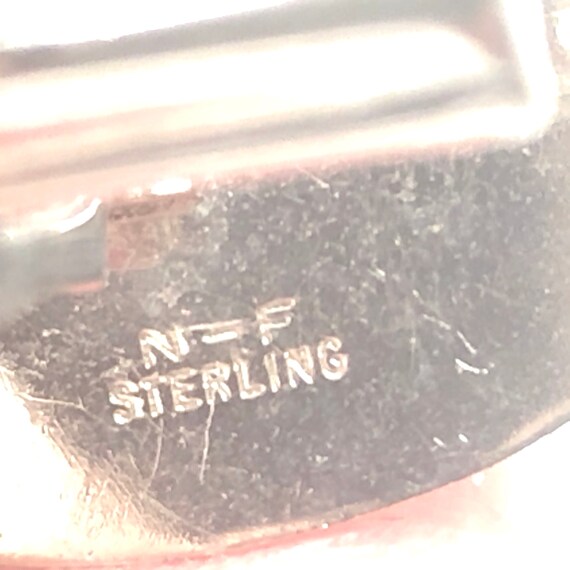 Vintage Sterling Silver Oval Brushed Sterling wit… - image 3