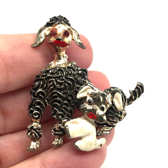 Rare Vintage 50s French Poodle and Puppy Trembler… - image 8