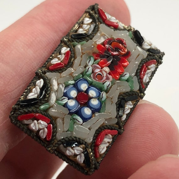 Vintage 1930s Italian Mosaic Tile Flower Bouquet … - image 9