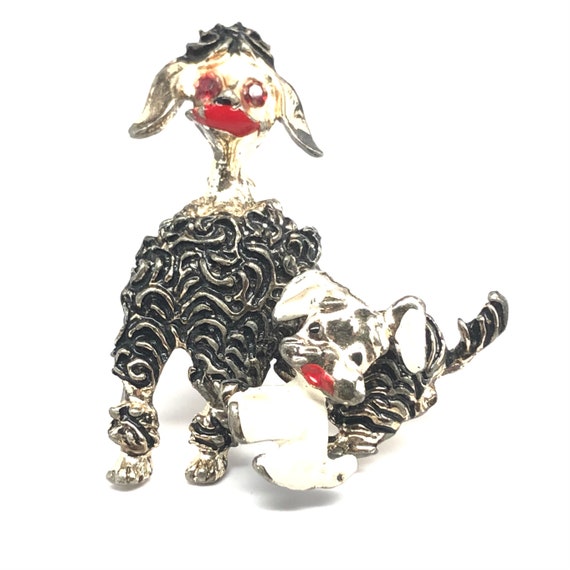 Rare Vintage 50s French Poodle and Puppy Trembler… - image 2